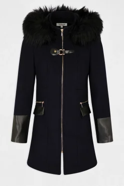 Abrigo recto con cremallera y capucha