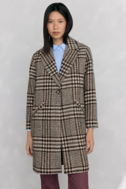 Abrigo recto tejido cuadros