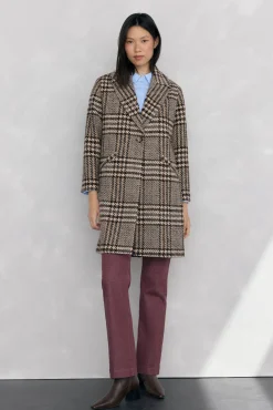 Abrigo recto tejido cuadros