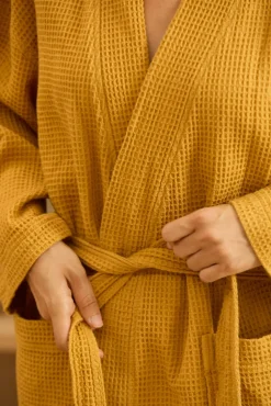 Albornoz de nido de abeja mostaza Jupiter