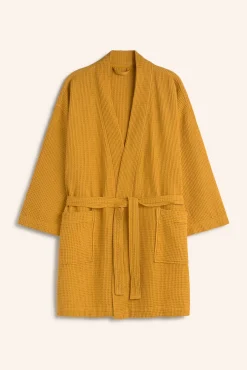 Albornoz de nido de abeja mostaza Jupiter