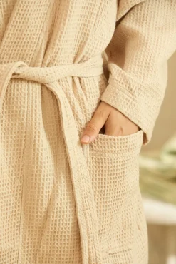 Albornoz de nido de abeja mostaza Jupiter