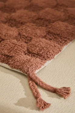 Alfombra de baño a cuadros en tono tierra Oslo