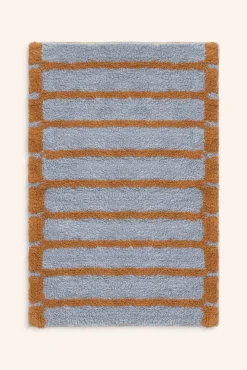 Alfombra de baño a rayas azules Saturno