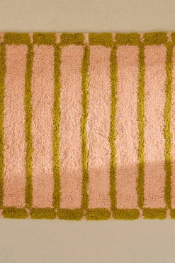 Alfombra de baño a rayas rosas Saturno