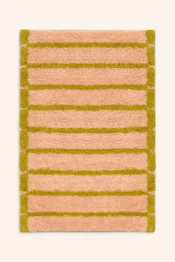 Alfombra de baño a rayas rosas Saturno