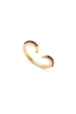 Anillo Peak Scarlett Black Plata Baño Oro