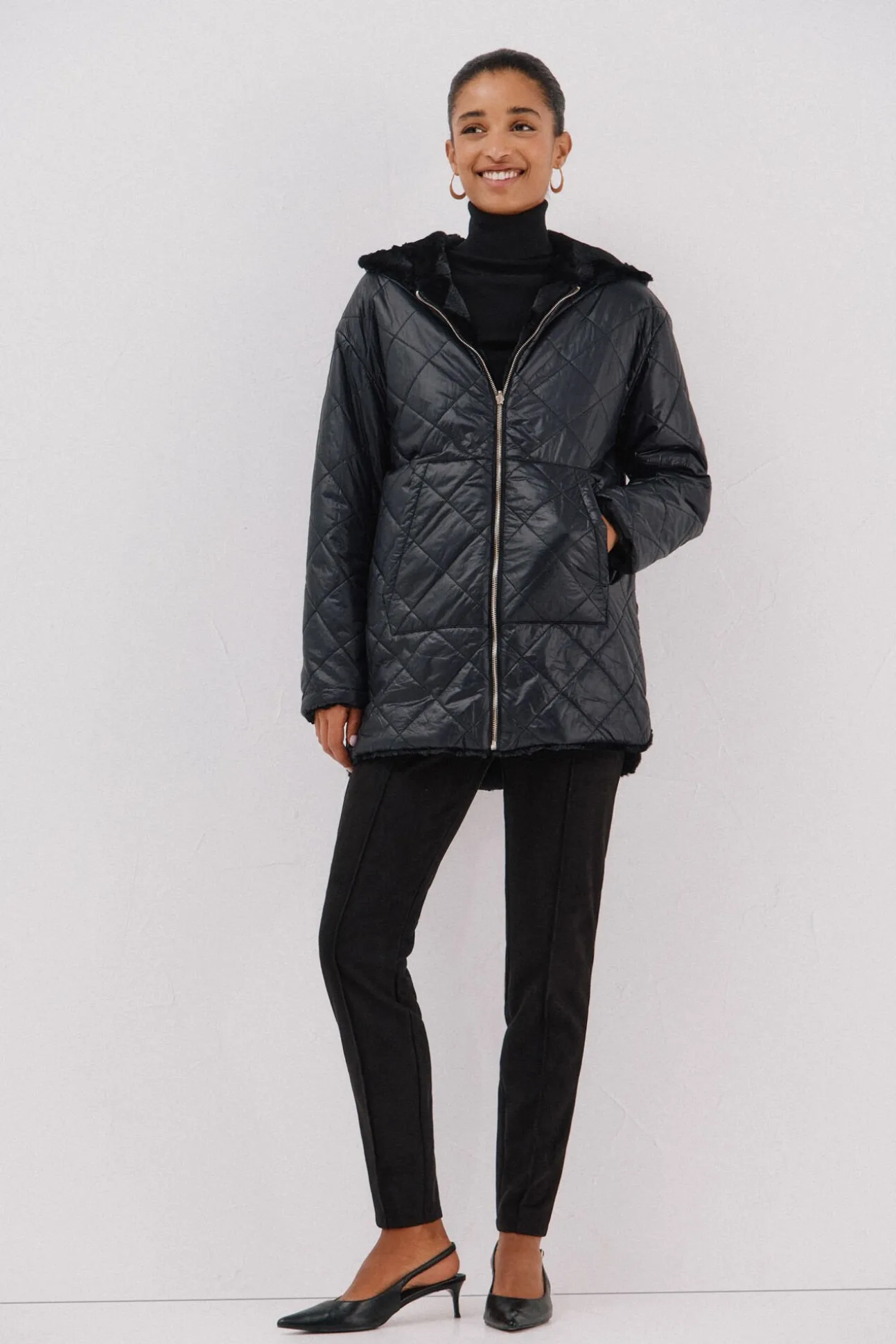 Anorak acolchado reversible efecto pelo