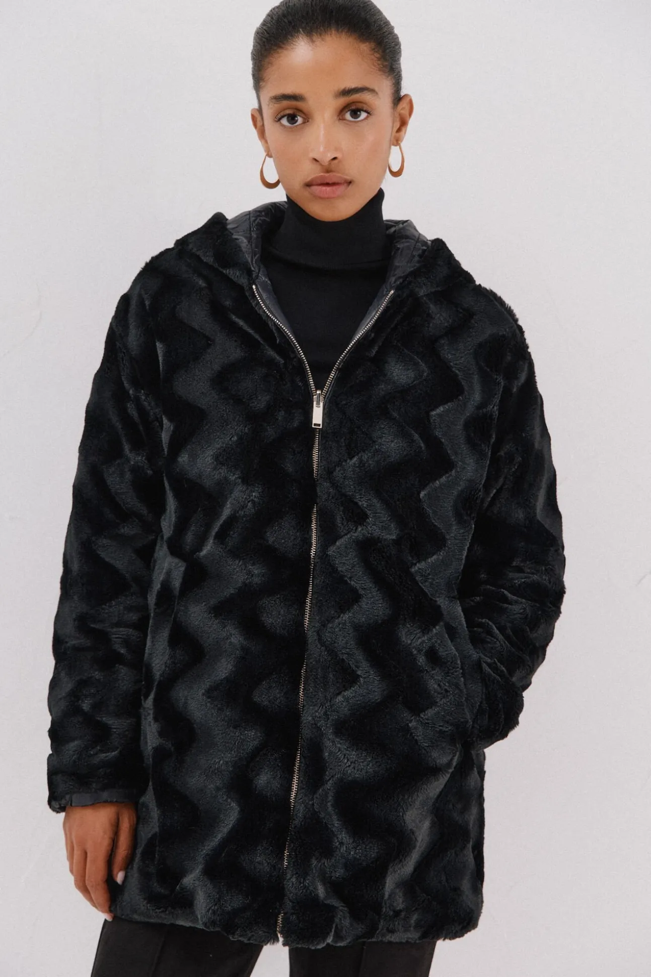 Anorak acolchado reversible efecto pelo