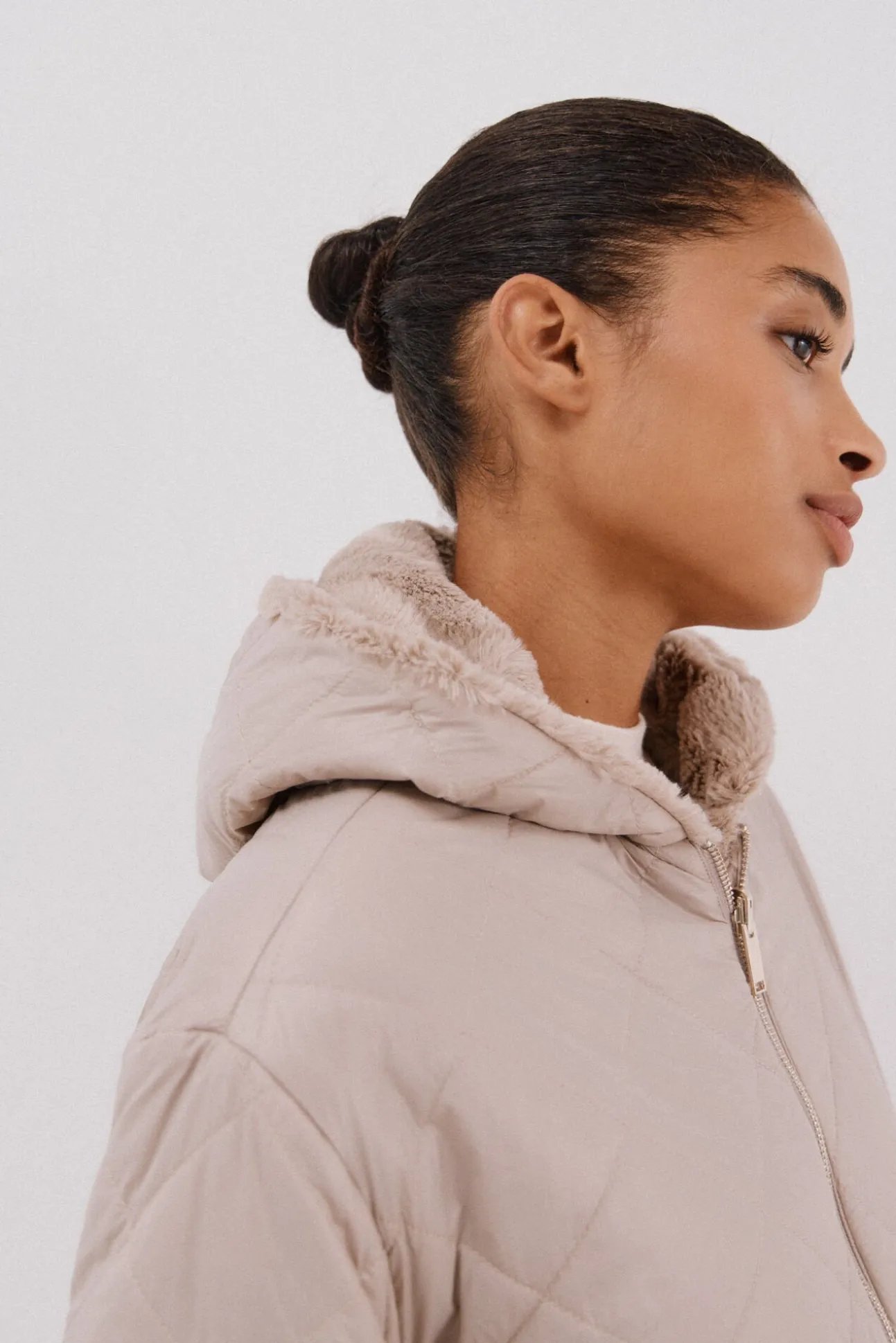 Anorak acolchado reversible efecto pelo