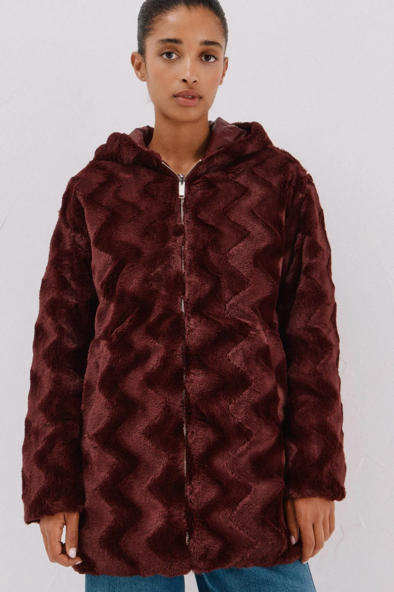 Anorak acolchado reversible efecto pelo