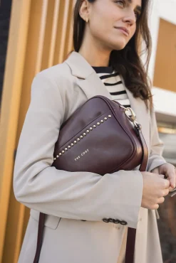 Bandolera Rock piel burdeos