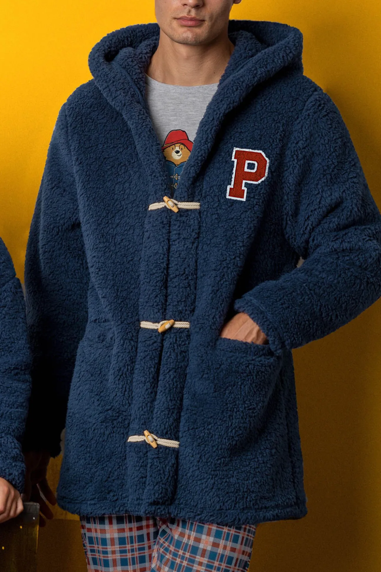 Bata corta borrego Paddington para hombre