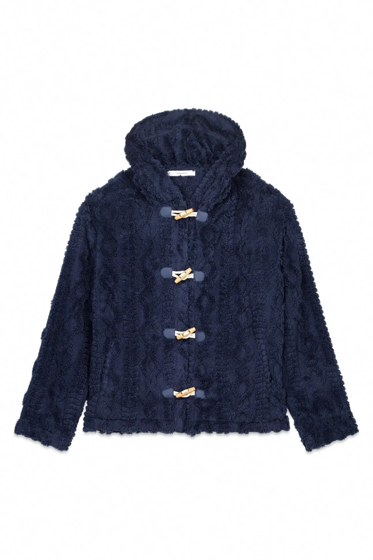 Bata corta capucha polar suave azul