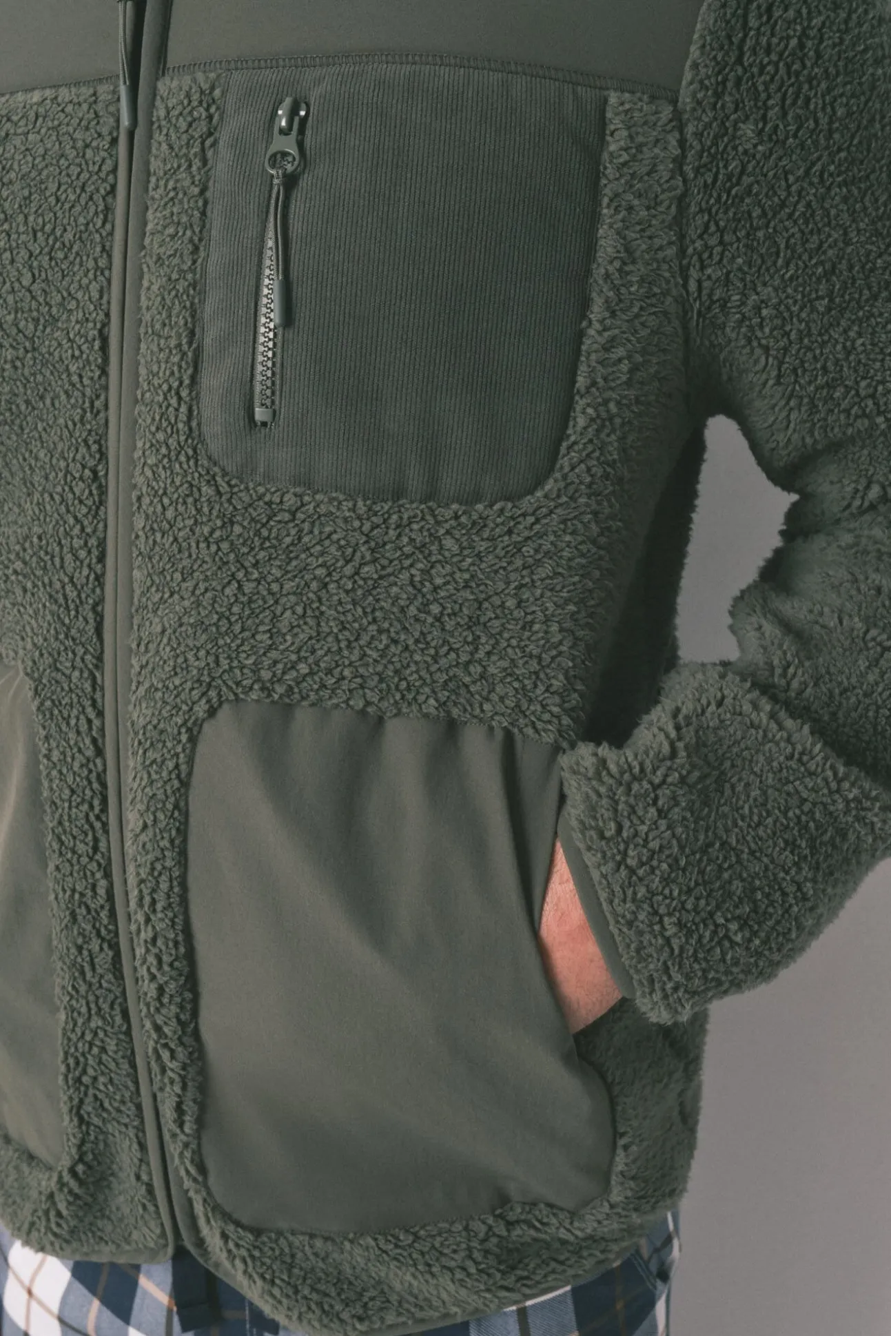 Bata corta hombre borreguito verde