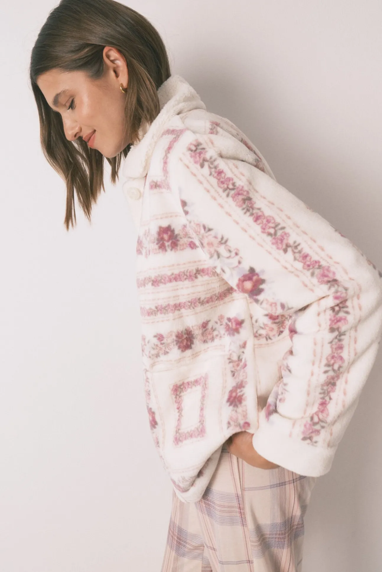 Bata corta polar rosa