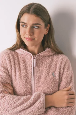 Bata corta tejido pelo rosa lurex