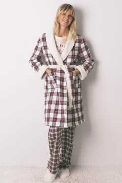 Bata cuadros franela y borreguito