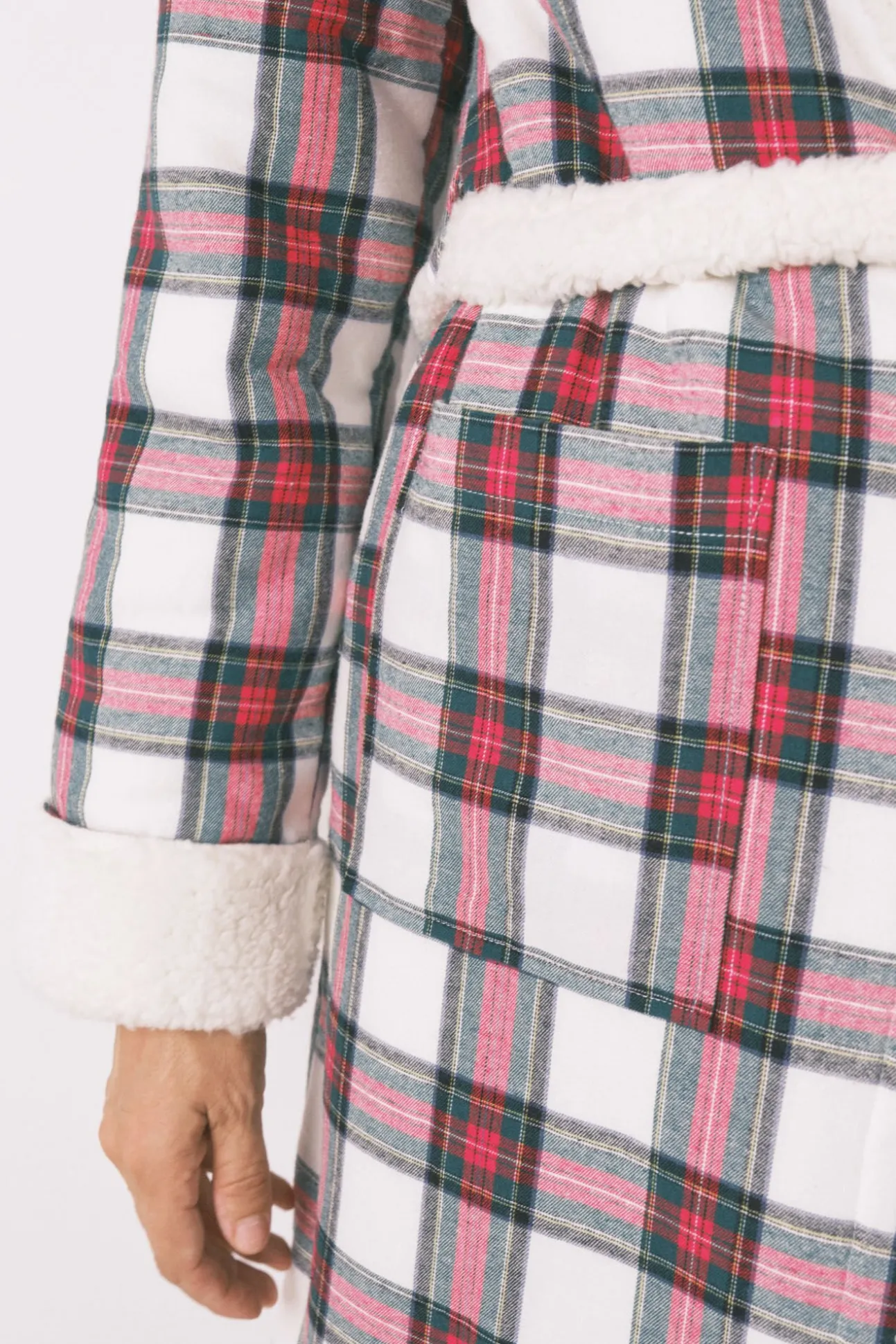 Bata cuadros franela y borreguito