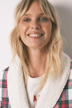 Bata cuadros franela y borreguito