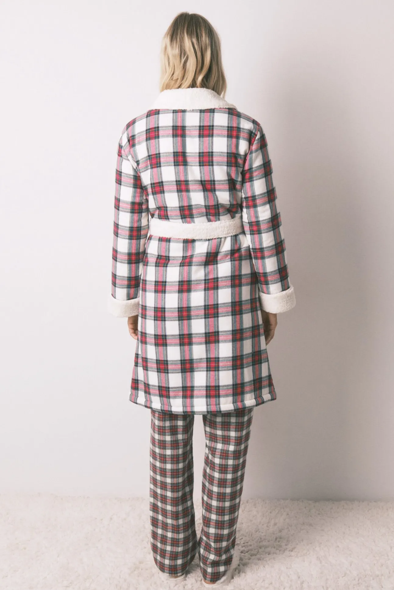 Bata cuadros franela y borreguito