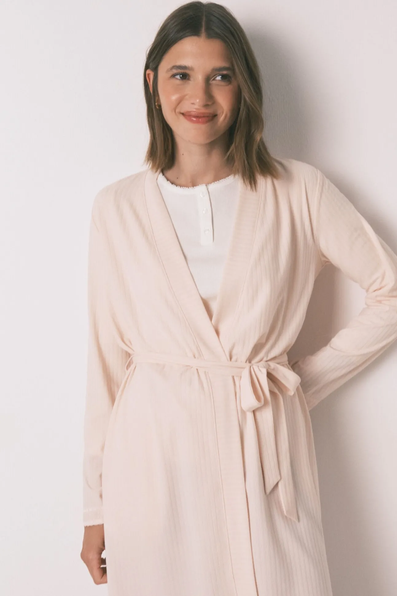 Bata larga canalé rosa