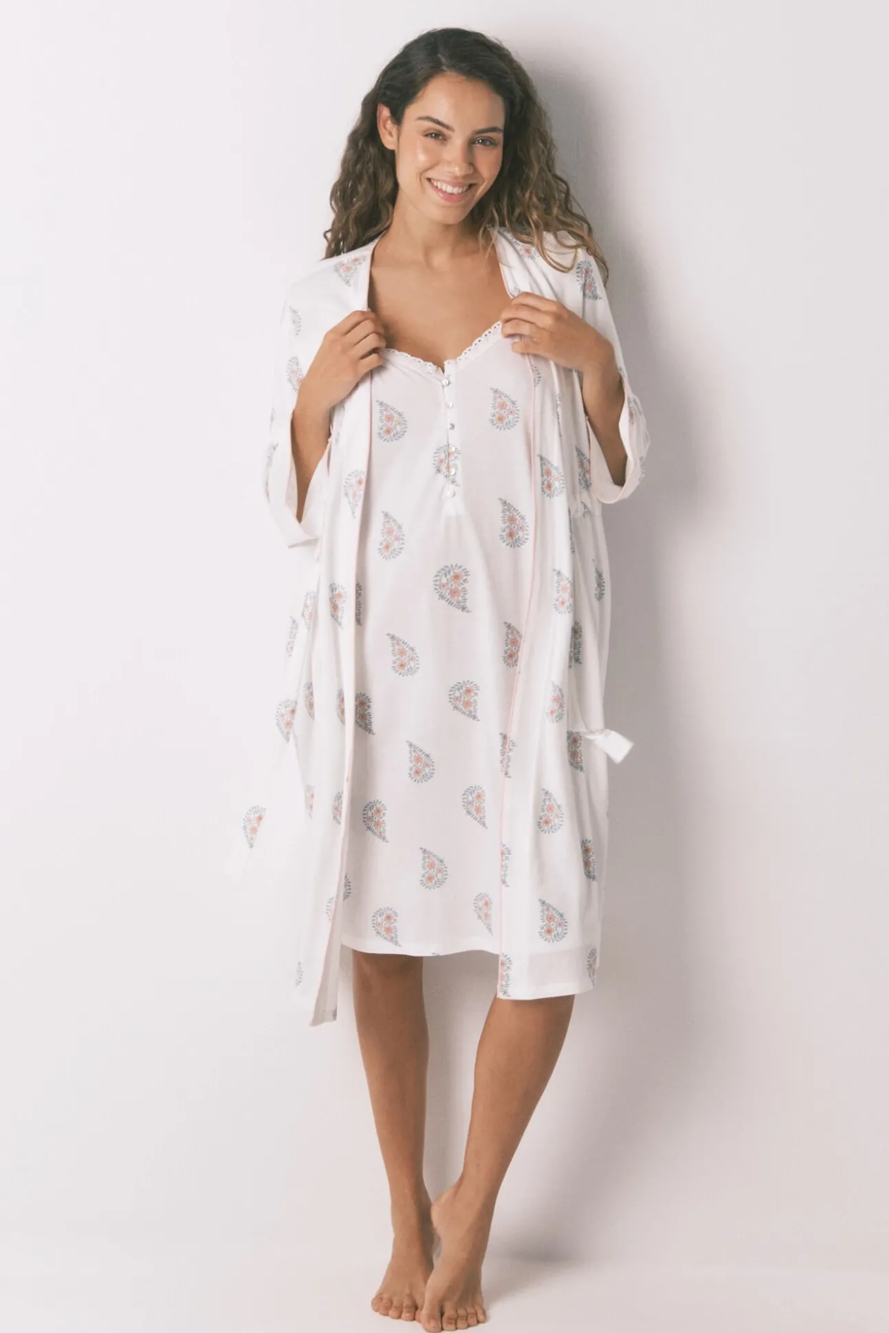 Bata larga "maternity" print floral