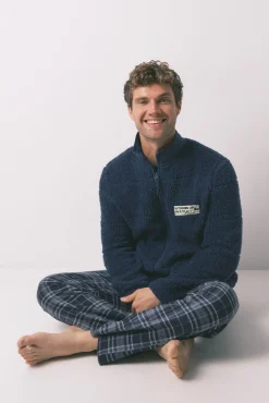 Bata media borreguito azul