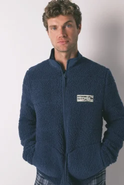 Bata media borreguito azul