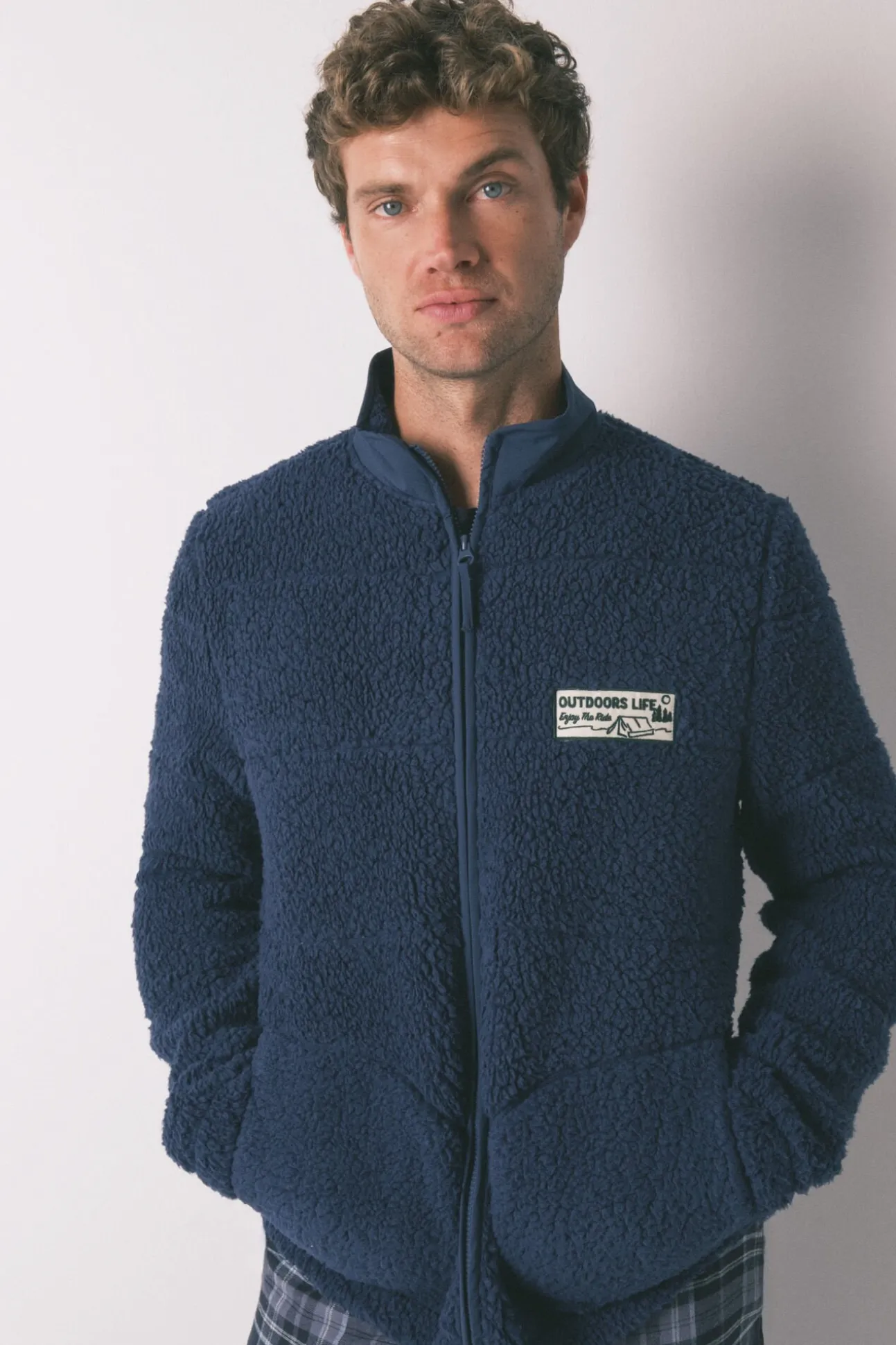 Bata media borreguito azul