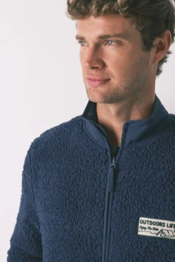 Bata media borreguito azul