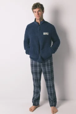 Bata media borreguito azul