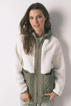 Bata midi borreguito block verde