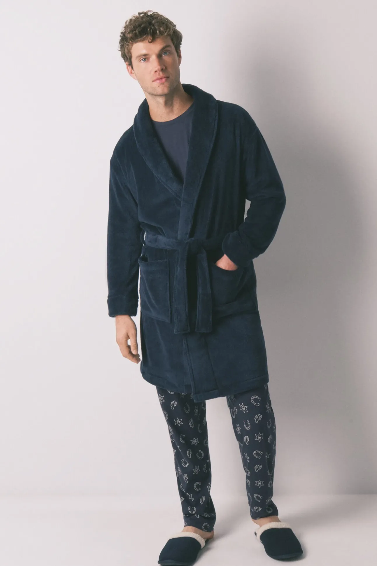 Bata midi hombre polar azul