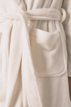 Bata midi polar aterciopelado blanco