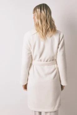 Bata midi polar aterciopelado blanco