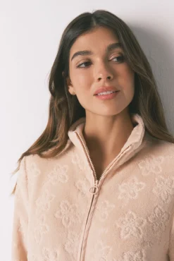 Bata midi polar flores naranja