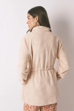 Bata midi polar flores naranja