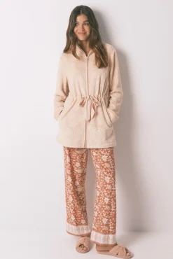 Bata midi polar flores naranja