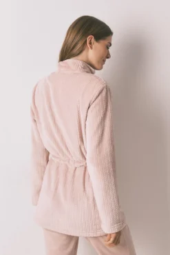 Bata midi tejido polar rosa