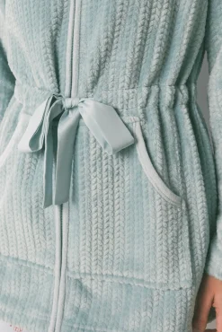 Bata midi tejido polar verde