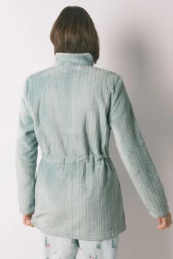 Bata midi tejido polar verde