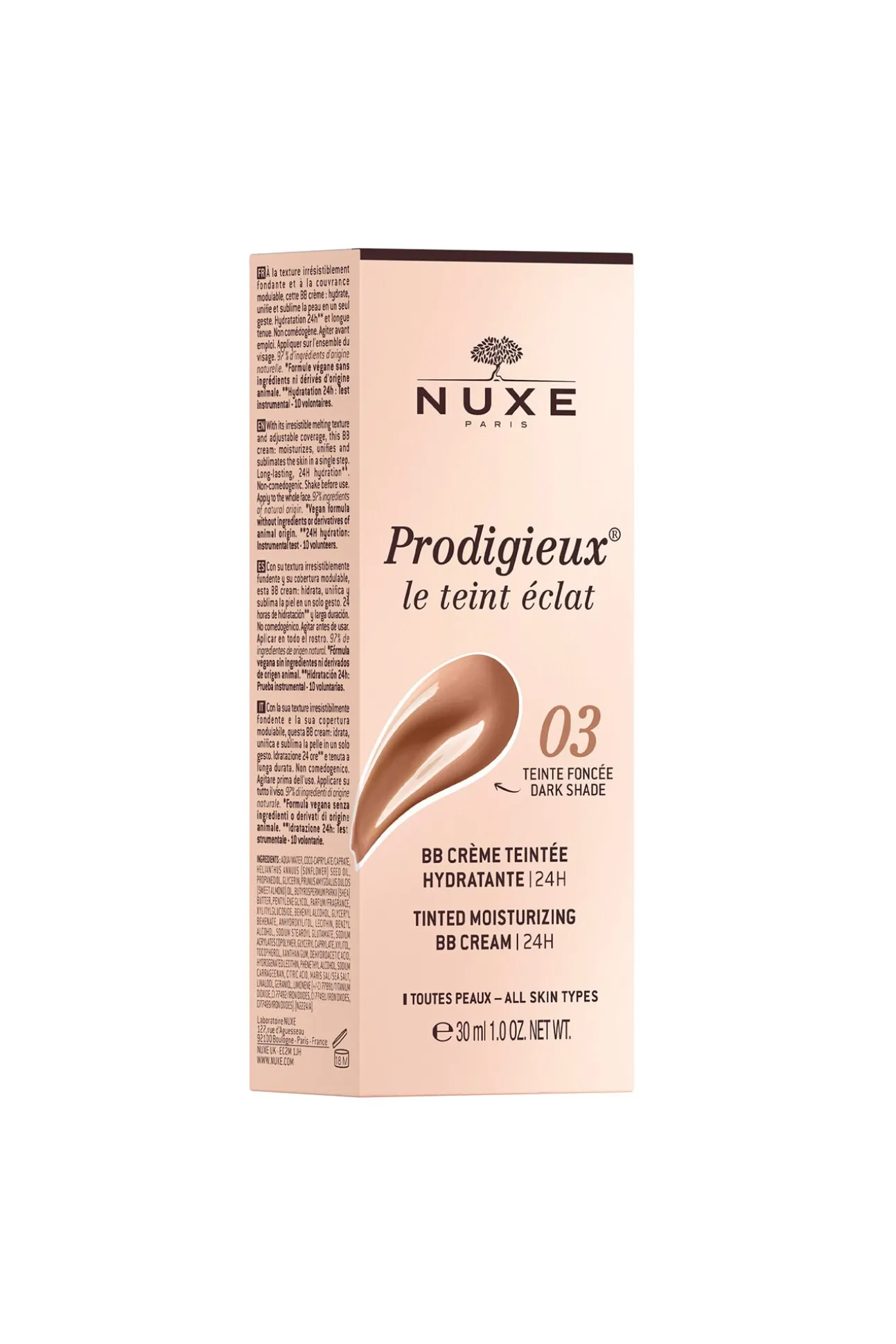 BB Cream Hidratante con Color 24H, Prodigieux® le teint éclat 30ml - Tono oscuro