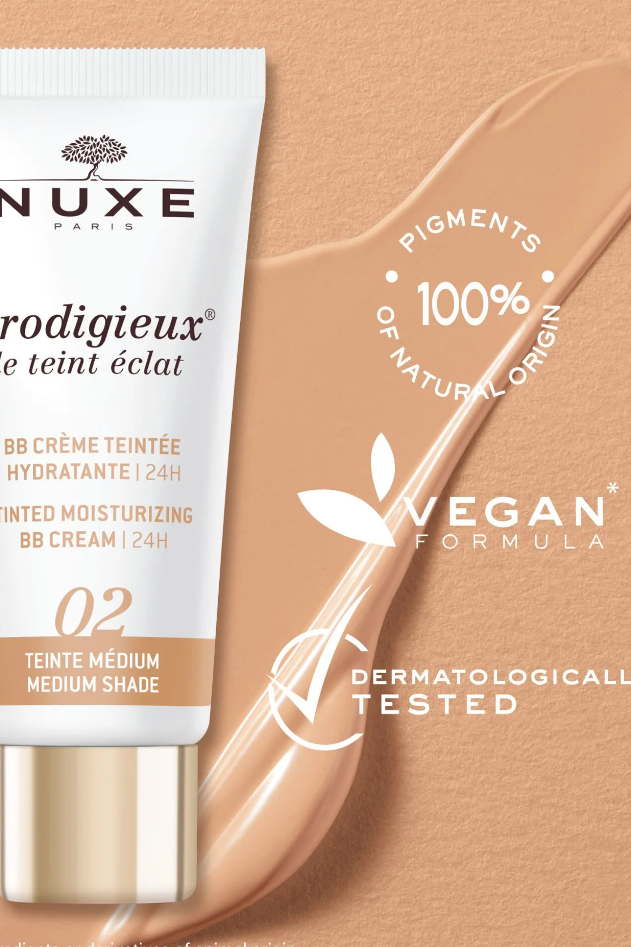 BB Cream Hidratante con Color 24H, Prodigieux® le teint éclat 30ml - Tono medio