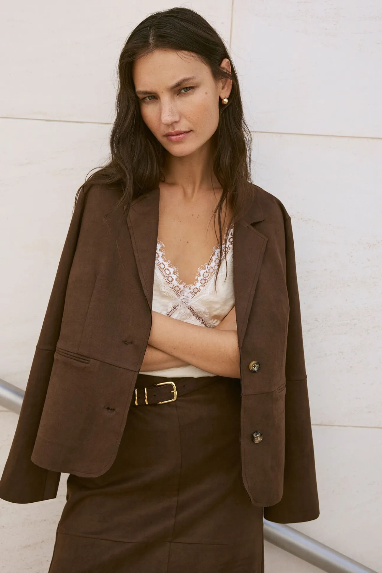 Blazer de ante con botones