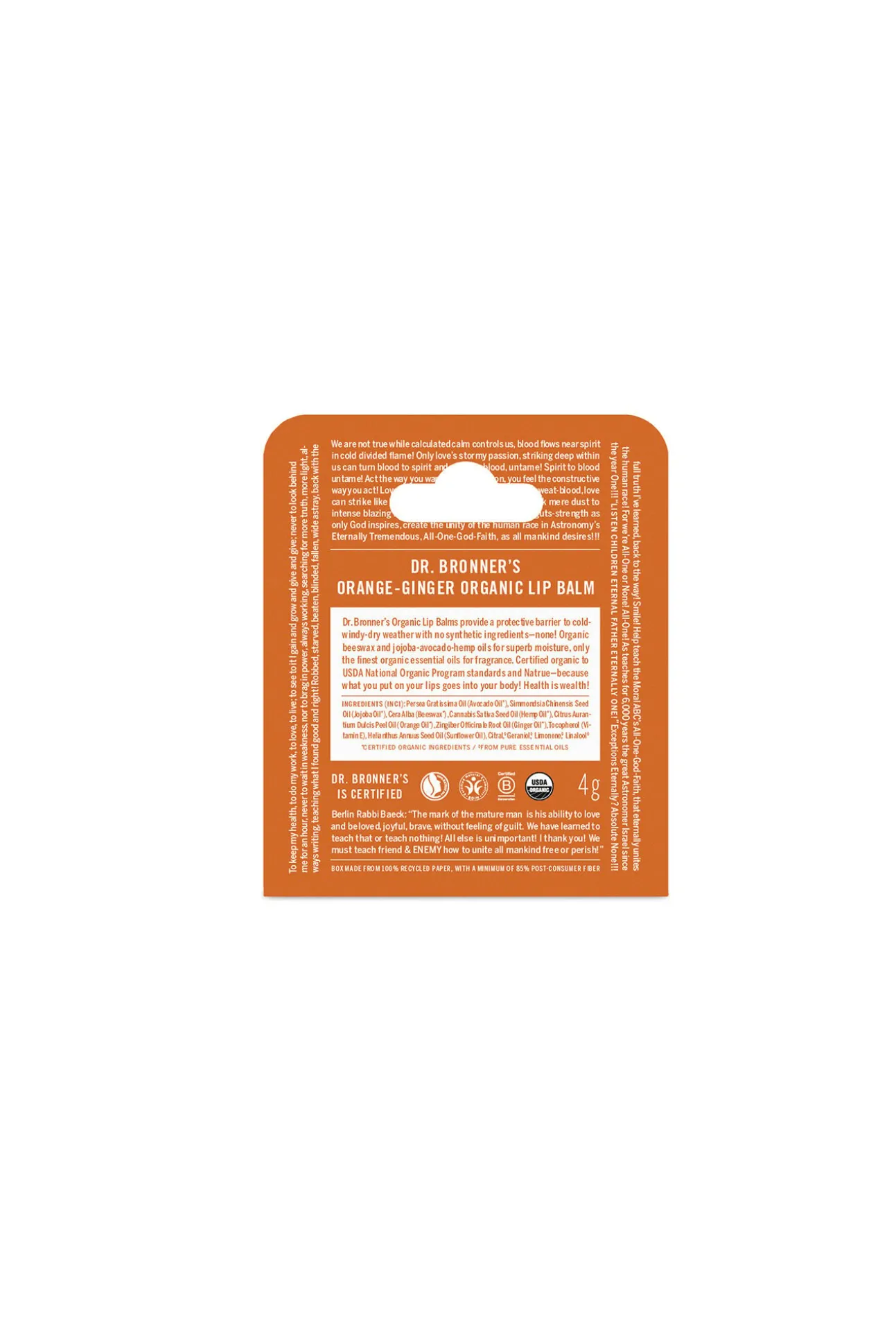 Bálsamo labial orgánico "Naranja-Jenjibre"