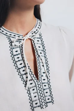 Blusa boho bordados lentejuelas