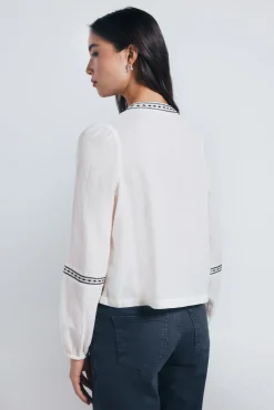 Blusa boho bordados lentejuelas