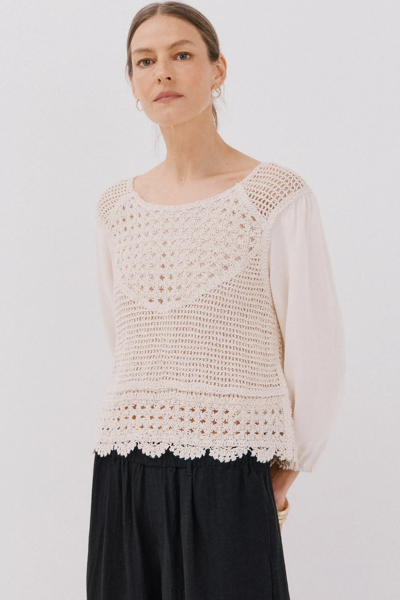 Blusa combinada crochet