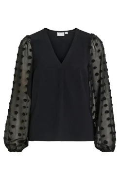 Blusa con plumeti en mangas